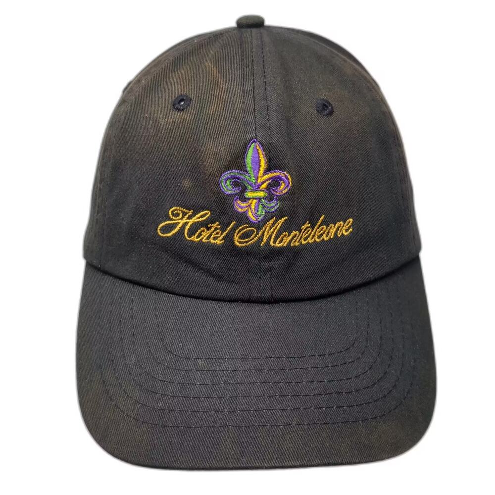 DPC Baseball Cap Black Yellow Hotel Monteleone Fleur De Lis Slideback Hat OSFM